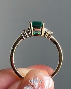 3Ct Emerald Lab Created Emerald Solitaire Engagement Ring 14K Yellow Gold Plated