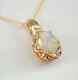 3ct Oval Cut Simulated Fire Opal Pendant 14k Yellow Gold Plated 18 Free Chain