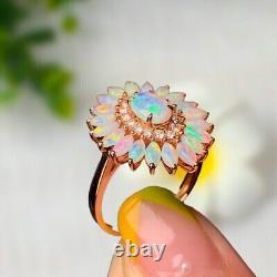 3Ct Oval Cut Simulated Fire Opal Women's Halo Ring 14K Yellow Gold Plated silver