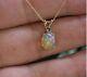 3ct Oval Cut Simulated Fire Opal Women's Pendant Chain In 14k Yellow Gold Plated