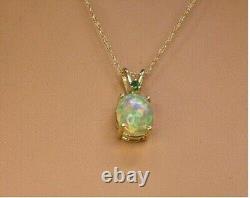 3Ct Oval Cut Simulated Fire Opal Women's Pendant Chain In 14k Yellow Gold Plated