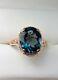 3ct Oval Lab Created London Blue Topaz Women's Ring 14k Rose Gold Plated Silver