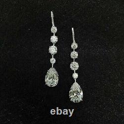 3Ct Pear Cut Simulated Diamond Drop/Dangle Long Earring In 14k White Gold Plated