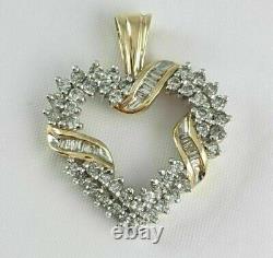 3Ct Round Cut Lab Created Diamond Heart Pendant 14k Yellow Gold Plated Silver