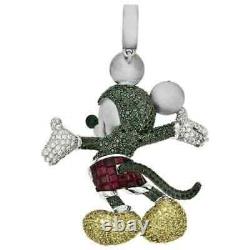 3Ct Round Cut Lab Created Multi Gemstone Mickey Mouse Pendant White Gold Plated