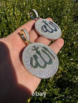 3Ct Round Cut Moissanite Allah Medallion Pendant 14K White Gold Plated Silver