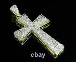 3Ct Round Cut Moissanite Cross Charm Pendant 14K Yellow Gold Plated Free Chain