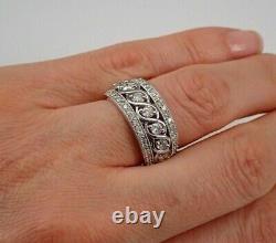 3Ct Round Cut Moissanite Eternity Band Engagement Ring 14K White Gold Plated