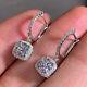 3ct Round Cut Moissanite Halo Drop/dangle Earrings 14k White Gold Plated Silver