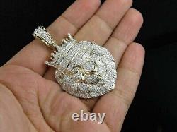 3Ct Round Cut Moissanite Lion Face Charm Pendant 14K Yellow Gold Plated Silver