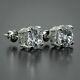 3ct Round Cut Real Moissanite Men's Cluster Stud Earrings 14k White Gold Plated