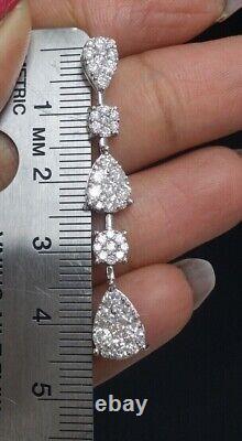 3Ct Round Cut Simulated Diamond Lovely Long Drop Earrings 14K White Gold Plated