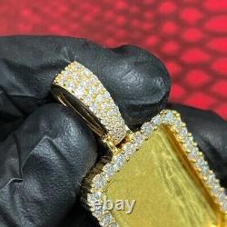 3Ct Round Cut Simulated Diamond Rectangle Memory Pendant 14K Yellow Gold Plated