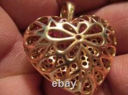 3Ct Round Cut Simulated Ruby Heart Shape Cluster Pendant 14K Yellow Gold Plated