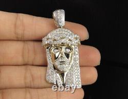 3Ct Round Moissanite Men's Jesus Face Piece Charm Pendant 14K Yellow Gold Plated