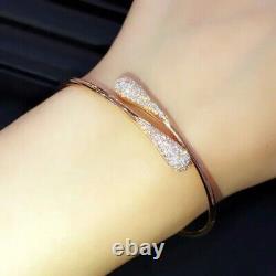 3Ct Round Simulated Diamond Bangle Bracelet 14K Yellow Gold Plated