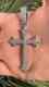 3ctw Round Cut Real Moissanite Men's Cross Pendant White Gold Plated Pendant
