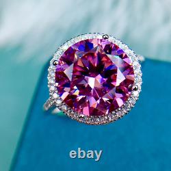 4.00 TCW Round Cut Pink Moissanite Halo Engagement Ring 14k White Gold Plated