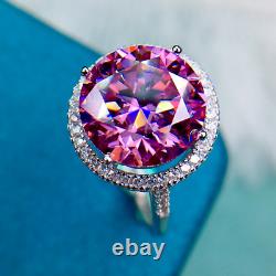 4.00 TCW Round Cut Pink Moissanite Halo Engagement Ring 14k White Gold Plated