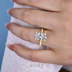 4.00Ct Oval Cut Moissanite Solitaire Engagement Ring 14k Yellow Gold Plated
