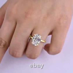 4.00Ct Oval Cut Moissanite Solitaire Engagement Ring 14k Yellow Gold Plated