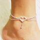 4.00ct Round Cut Moissanite Women's Heart Tennis Anklet White Gold Plated Silver