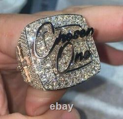 4.00Ct Round Cut Real Moissanite Men's Custom Latter Ring 14K White Gold Plated