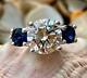 4.00ct Round Cut Simulated Blue Sapphire And Moissanite 14k White Gold Plated