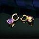 4.25ct Cushion Cut Simulated Amethyst Dropdangle Earrings 14k Yellow Gold Plated