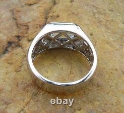4.50 Ct Emerald Cut Moissanite West Bezel Set Men's Ring 14k White Gold Plated
