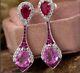 4.50ct Pear Cut Lab Created Pink Sapphire & Ruby Earrings 14k White Gold Plated