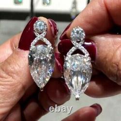 4.50Ct Pear Cut Moissanite Stud Women's Earrings 14K White Gold Plated Silver
