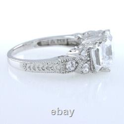 4 Ct Asscher & Buguette Simulated Diamond 14K White Gold Plated Engagement Ring
