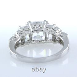 4 Ct Asscher & Buguette Simulated Diamond 14K White Gold Plated Engagement Ring