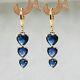 4ct Heart Cut Simulated Sapphire Drop Dangle Earring In 14k Yellow Gold Plated