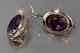4ct Oval Cut Simulated Amethyst Drop & Dangle Earrings 14k Yellow Gold Plated