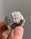 4ct Pear Cut Real Moissanite Cluster Flower Engagement Ring 14kwhite Gold Plated