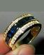 4ct Princess Lab Created Blue Sapphire Men's Wedding Ring 14k Yellow Gold Plated