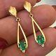 4ct Round Cut Lab Created Green Emerald Dangle Earrings 14k Yellow Gold Plated