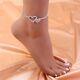 4ct Round Cut Moissanite Women's Double Heart Anklet 14k White Gold Plated