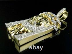 4Ct Round Simulated Diamond Cluster Jesus Face Pendant 14K Yellow Gold Plated