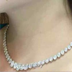 4MM Round Cut 14K White Gold Plated Real Moissanite Tennis Necklace