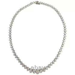 4MM Round Cut 14K White Gold Plated Real Moissanite Tennis Necklace