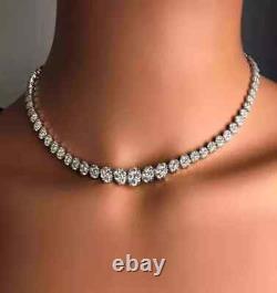 4MM Round Cut 14K White Gold Plated Real Moissanite Tennis Necklace