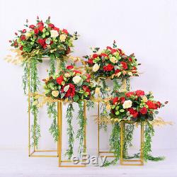 4Pcs Metal Plating Floral Decor Vase Floor Column Stand Road Lead Wedding Supply