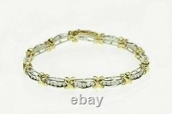 5.00 Ctw Simulated Two Tone X Link Tennis Bracelet 14K Two Tone Gold Plated