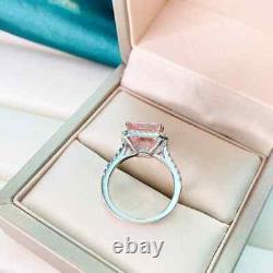5.00Ct Radiant Cut Pink Diamond Solitaire Engagement Ring 14K White Gold Plated