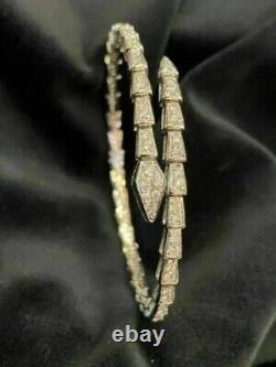 5.10Ct Round Lab Created Diamond Serpenti Viper Bracele 14K White Gold Plated