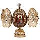 5.7 Gold Plated Egg Icon. Jesus Christ Orthodox Icon With Cross