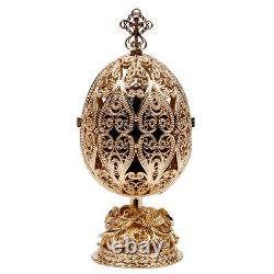 5.7 Gold Plated Egg Icon. Jesus Christ Orthodox Icon with Cross
